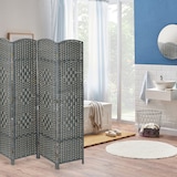 thumbnail of Relaxdays Paravent, 6-teilig, Raumtrenner faltbar, HxB 170x241 cm, Sichtschutz innen, Holz, Papierseil, Trennwand, grau