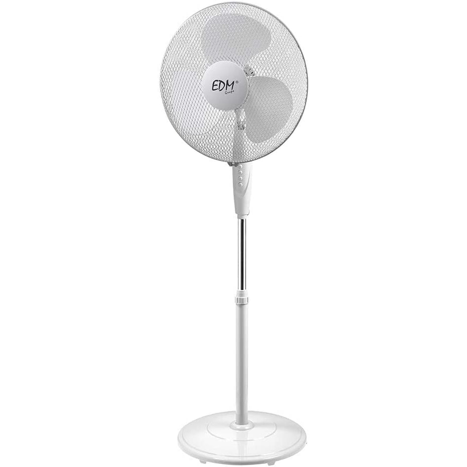 Ventilador De Pie Con Base Circular Blanco Potencia: 45W Aspas: Ø40Cm Altura Regulable 110-130Cm Edm