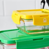 thumbnail of Benetton - Set di 3 bottiglie rettangolari ermetiche da 1180 ml/840 ml/690 ml in borosilicato arcobaleno