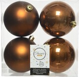 thumbnail of 4 Weihnachtskugeln 10cm Kunststoff Christbaumkugeln Set Weihnachtsbaum braun
