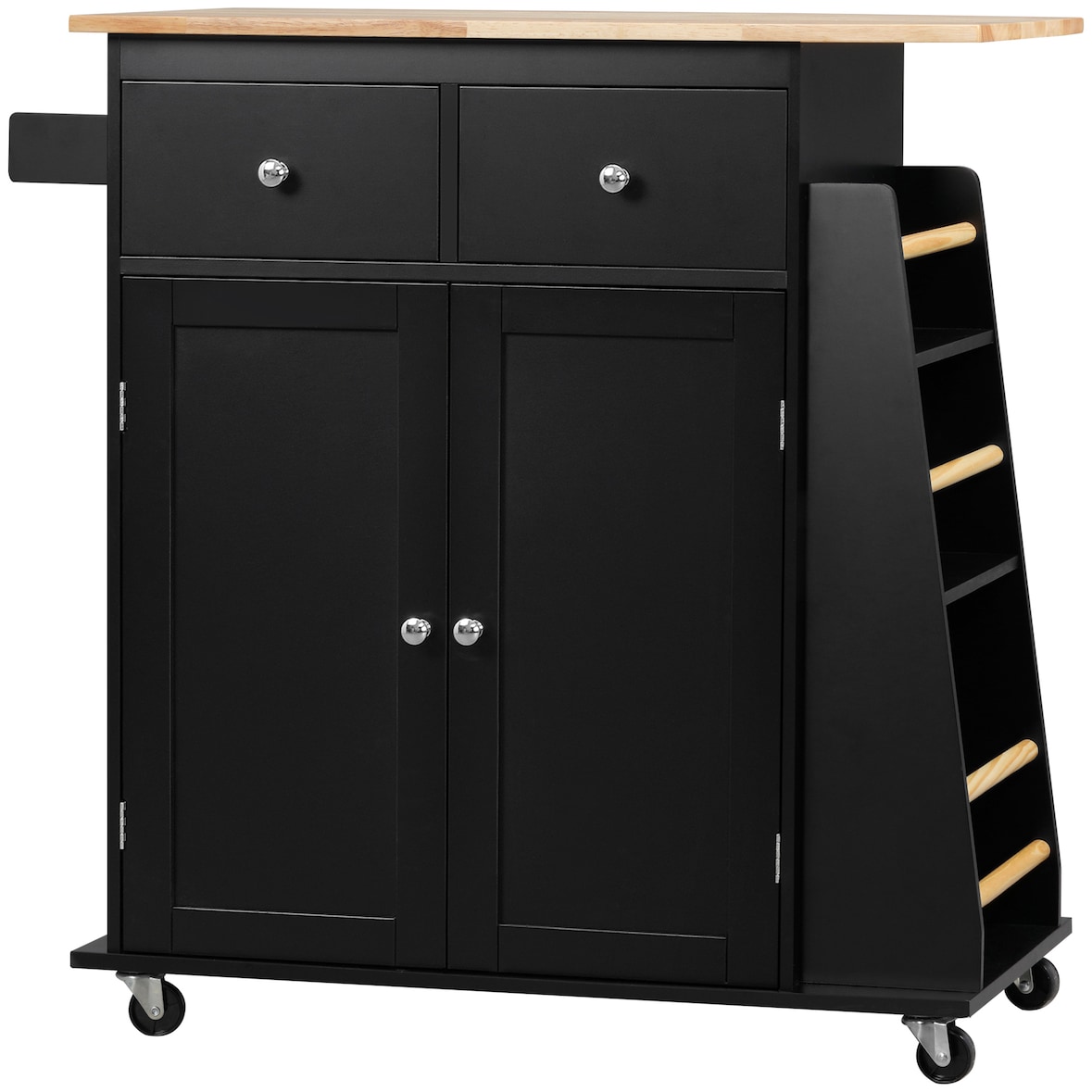 HOMCOM Carrello Cucina con Armadietto, 2 Cassetti e Portaspezie Nero