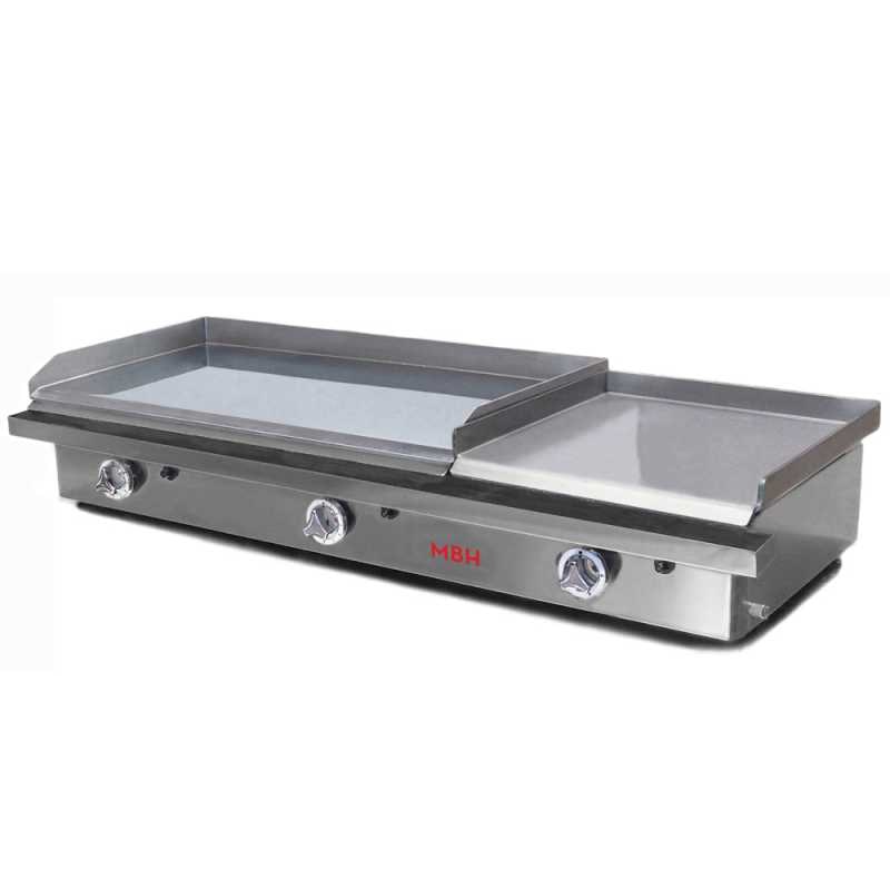 MBH - Gasbakplaat 800x400 mm van hardchroom en 400x400 mm van gelamineerd staal voor horeca. Fry Top voor bar en restaurant.