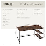thumbnail of tectake Schreibtisch Donegal 140x60x76,5cm  Industrial Holz Dunkel, Rustikal
