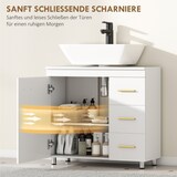 thumbnail of Badezimmer-Unterschrank 65x70x30 Weiß MDF Spanplatte Soft-Close Schubladen Fächer Stauraum Waschbecken Unterschrank Badmöbel