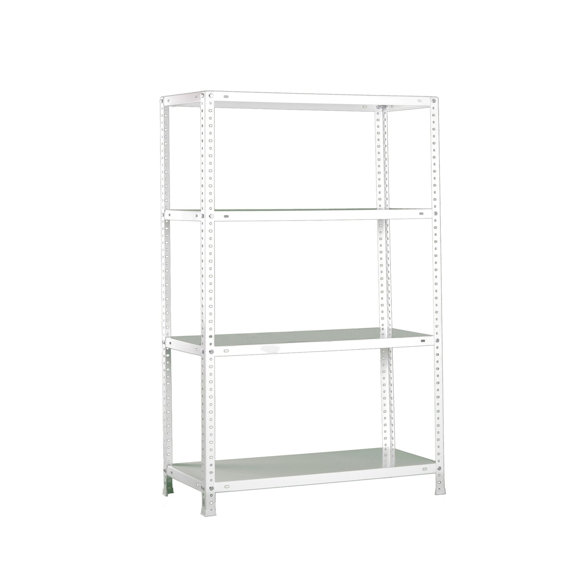 PROREGAL Étagère à vis PANDA MID | HxLxP 150x110x30cm | Charge du compartiment 90kg | Étagère de rangement en métal | Blanc