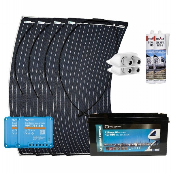 Wohnmobil Solar-Set 400W LiFePO4 12V 150Ah Victron MPPT Solarladeregler Autark Paket mit 0% MwSt nach §12 Abs. 3 UstG