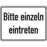 thumbnail of Aufkleber Hinweisschild, Bitte einzeln eintreten, Folie - 300 x 200 mm Folie selbstklebend