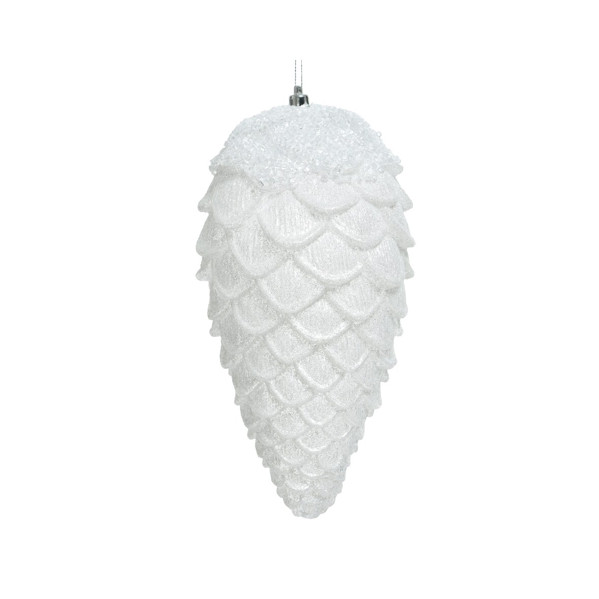 Christbaumschmuck Kunststoff 26,5cm Zapfen Figur zum Aufhängen - Weihnachtsbaum Anhänger Weihnachten Weihnachtsbaumschmuck bruchfest Tannenzapfen Weiß