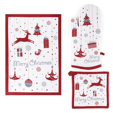 Excelsa set tessile cucina Merry Christmas cotone multicolor