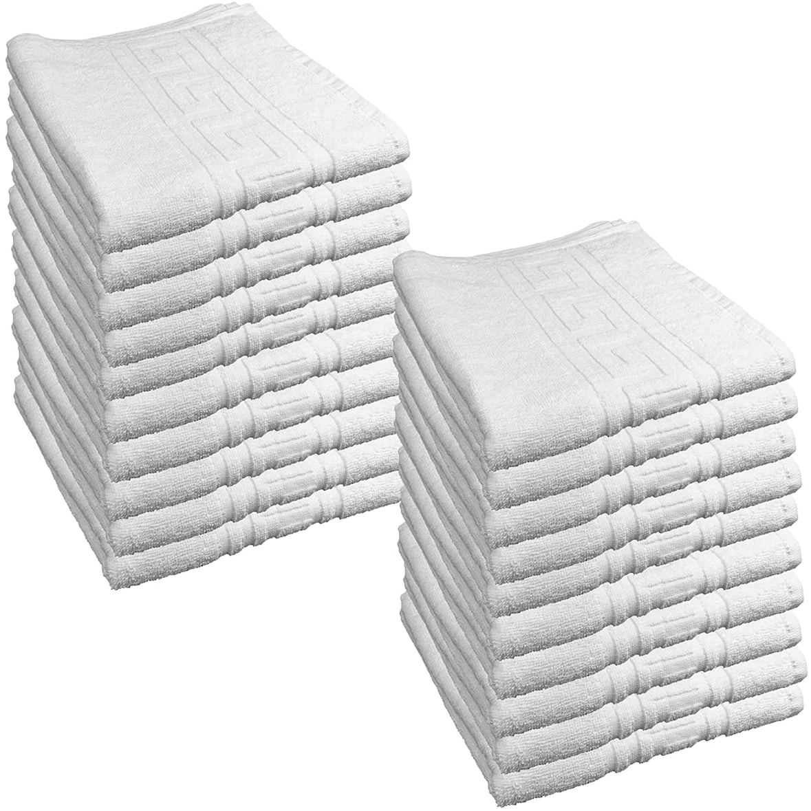 Pack de 20 toallas lavabo 50x100 cm, 450 gr/m2, acabado en Greca, color blanco