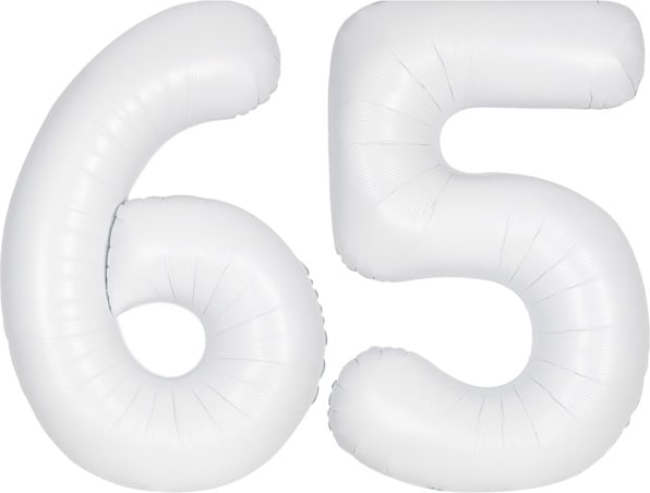 XL Folienballon weiß Zahl 65