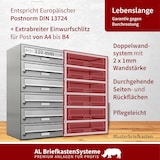 thumbnail of AL Briefkastensysteme 8 Fächer Premium Edelstahl Wand Briefkasten Anlage für Post A4, modern, robust und wetterfest, Artikelnummer: 132T8EA1