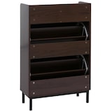 thumbnail of Sapateira HWC-P45, sapateira, 2 compartimentos basculantes gaveta prateleira MDF 95x60x24cm ~ aspeto nogueira