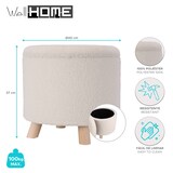 thumbnail of WellHome - Sgabello contenitore 100% poliestere Ø40x37cm bianco con gambe in legno