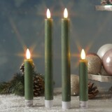 thumbnail of LED Stabkerzen Tafelkerzen Dinner Spitzkerzen rustikal 24cm grün 2er Set