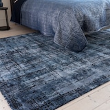 thumbnail of Veloursteppich Geometrisch Weich | 120x170cm, 11mm Flor, 13mm Gesamt | Dunkelblau | Langlebig | Fußbodenheizungsgeeignet | TIBER-Rom | Kadima Design