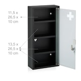 thumbnail of Relaxdays Medizinschrank, 4 Fächer, HxBxT: 57 x 27 x 12 cm, abschließbarer Medikamentenschrank, Stahl, Glastür, schwarz