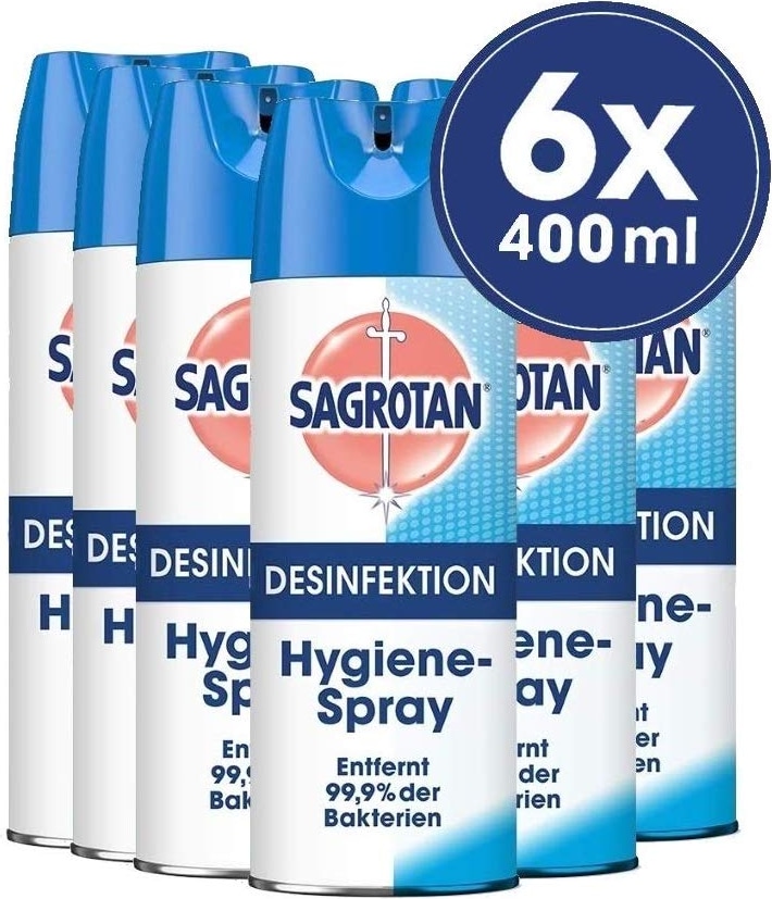 Sagrotan Hygiene Spray 400ml Desinfektionsspray Reinigungspray Aerosol 6er Pack