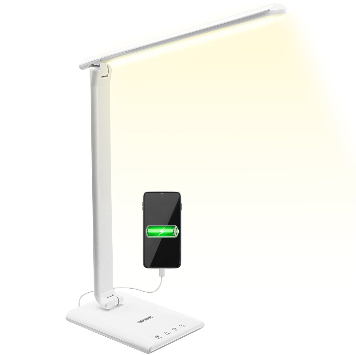 MONZANA® Schreibtischlampe Weiß USB Ladeanschluss Dimmbar Touch Tischlampe Bürolampe Nachttischlampe Leselampe