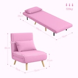 thumbnail of HOMCOM sofá cama individual sillón cama plegable tapizado en lino con respaldo ajustable en 5 posiciones y almohada 72x75x85 cm rosa