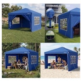 thumbnail of Pack 2 Carpas Plegables 3x3m Azul - 4 Paredes - Oxford 210D Impermeable UV - Estructura Acero Reforzada - Bolsa Estacas Eventos Ferias