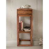 thumbnail of Massiver Sheesham Beistelltisch, quadratisch, mit Schublade und Ablagefach, ideal für Wohnzimmer oder Schlafzimmer. 35x35x90 cm | Kadima Design