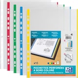 thumbnail of Sachet de 10 pochettes perforées, A4, en PP lisse 9/100e, bord coloré assorti (5)