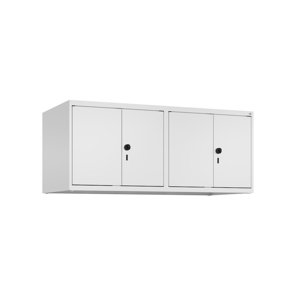 C+P Doppelter Aufsatzschrank Classic PLUS, 4 Abteile, HxBxT 50x120x50cm, Sicherheitsdrehriegel, Verkehrsweiß von PROREGAL
