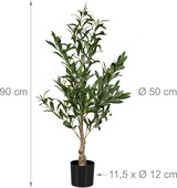 Ein künstlicher Olivenbaum in einem Topf.