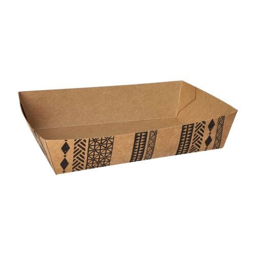 400 Snacktrays, Pappe 4 cm x 11 cm x 16 cm braun "Maori" extra groß