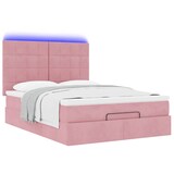 thumbnail of vidaXL Ottoman-Bett mit Matratzen & LEDs Rosa 140x200 cm Samt