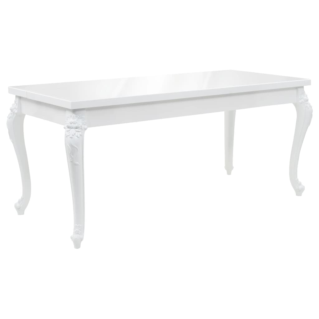 Table à manger 179x89x81 cm Blanc brillant Modèle Zenith Bois Plus