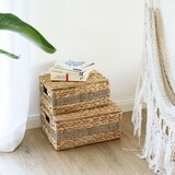 thumbnail of HMF Aufbewahrungskorb mit Deckel, 3er-Set, Korb geflochten aus Wasserhyazinthe und Seegras, Klein, Mittel, Groß