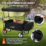 thumbnail of Hauki Bollerwagen L Schwarz, faltbar mit Dach, Handwagen klappbar, bis 80 kg, 2 Netztaschen + Außentasche, Bremse, Transportwagen Kinder