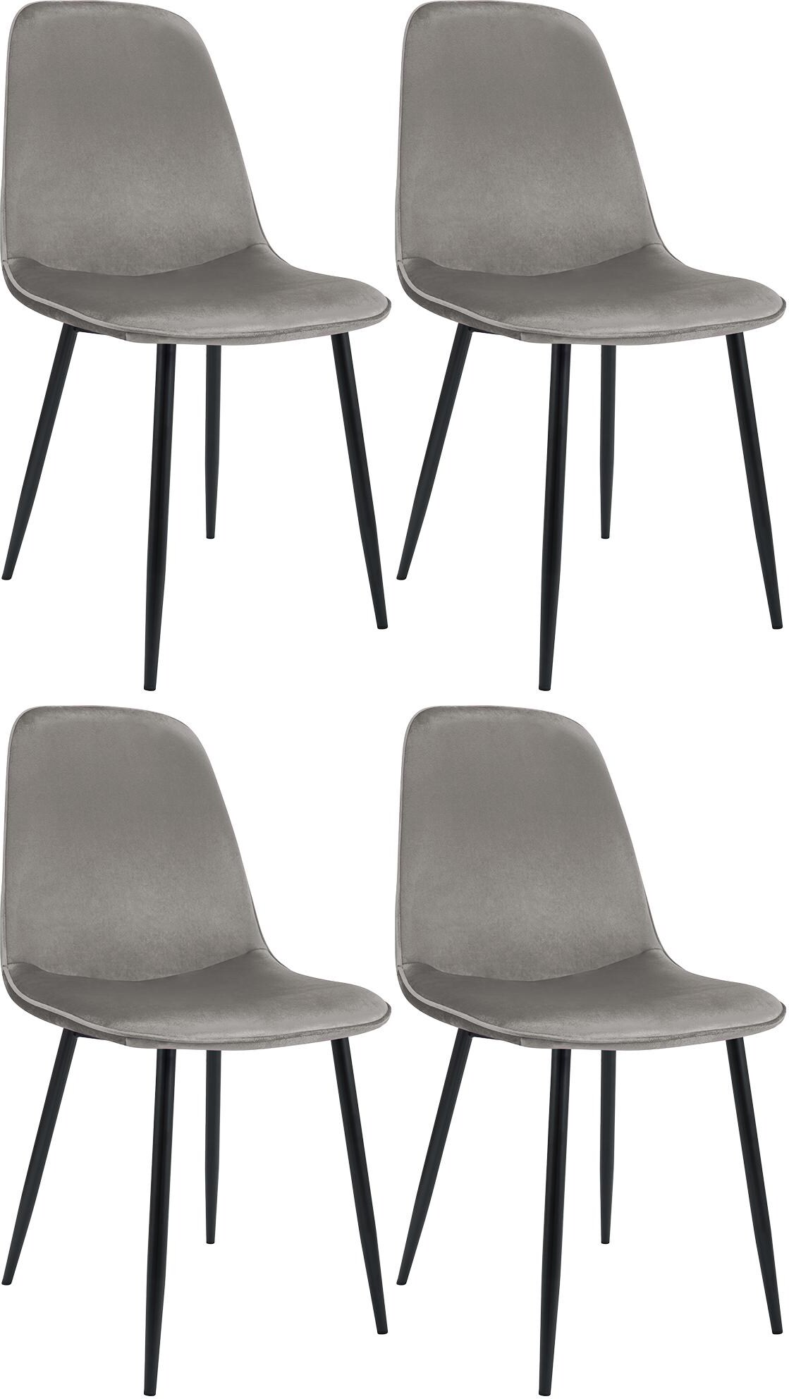 CHEFGASTRO 4er Set Esszimmerstuhl MEXICO CITY Samt HxBxT 88x45x54cm Hellgrau Küchenstuhl