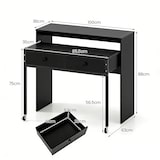 thumbnail of COSTWAY Extendable Desk with 2 Drawers, Desk with 2 Wheels, Small Dressing Table, Console Table, Bedroom