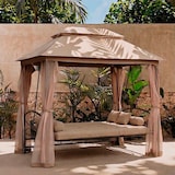 thumbnail of Balancelle de jardin 3 places convertible en lit 252x170x245 cm, gazebo double toit, moustiquaires, coussins rembourrés, fonction détente - Cleopatra