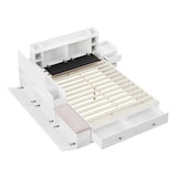 thumbnail of Merax Massivholz-Kombi-Bett 140*200cm, Kopfteil mit eingebautem Staufach, mit Schubladen, mit Nachttisch, mit Stauraum-Langschrank, weiß