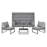 thumbnail of SVITA MAUI Gartenmöbel-Lounge-Set mit Dach Outdoor-Sofa Strandkorb-Sonneninsel Stahl Hellgrau