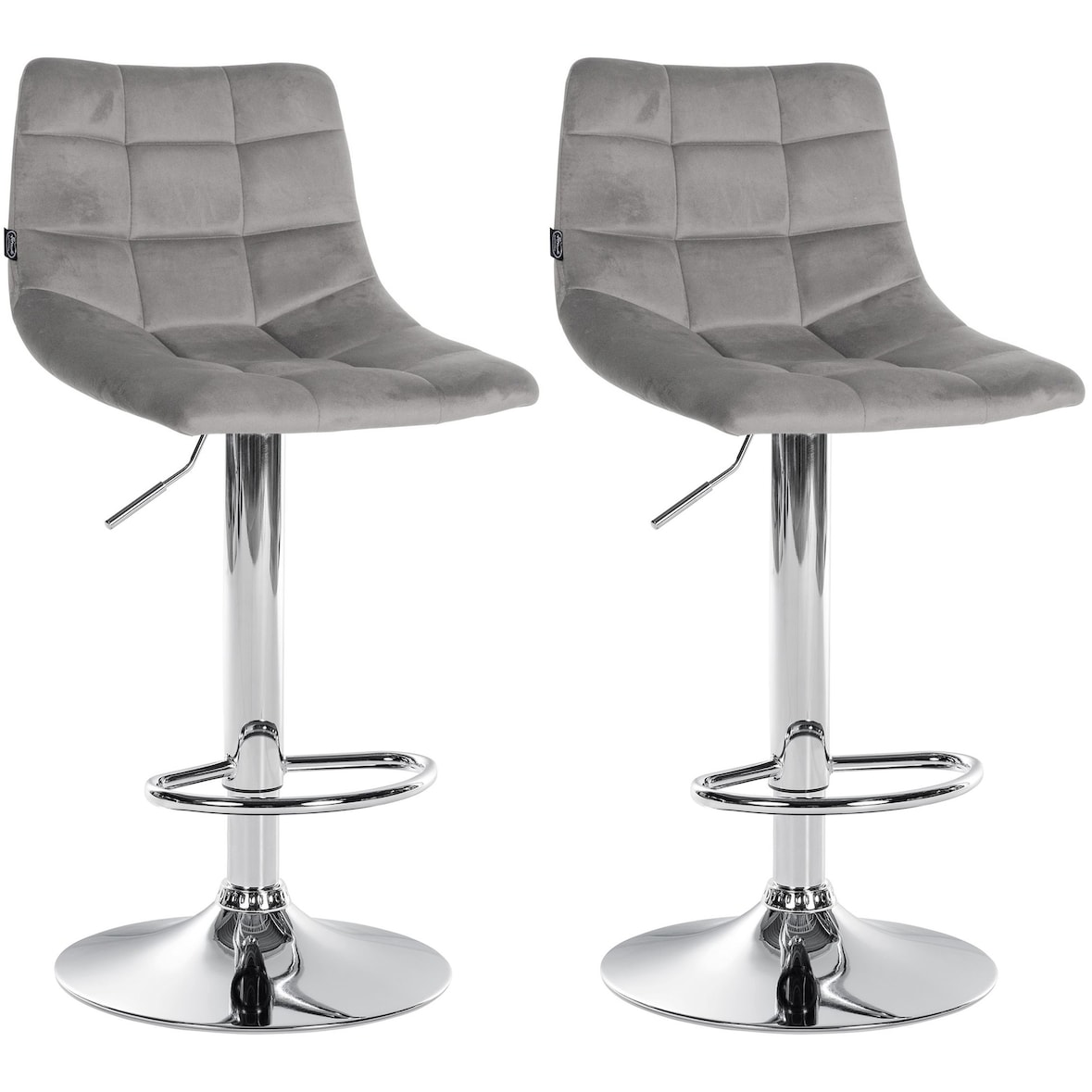 Set van 2 barkrukken Jerry Fluweel grijs/chroom