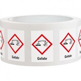 thumbnail of Dreifke® Aufkleber I Gefahrensymbol Ätzwirkung GHS 05, Gefahr, Folie, 37x52mm, 500/Rolle, GHS-Verordnung