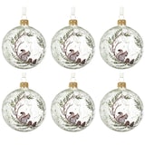 thumbnail of 6 Glaskugeln Weihnachtsmotive Natur 8cm Weihnachtskugeln Christbaumkugeln Klar Transparent Bemahlt