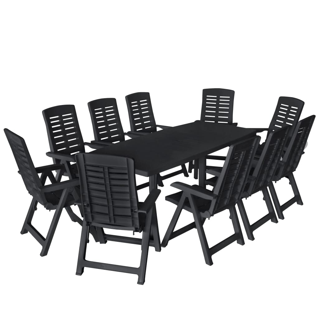 Helloshop26 - Set da pranzo da giardino per esterni in plastica antracite da 11 pezzi 02_0013571
