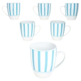 thumbnail of Split türkis 6er Set Kaffeebecher 300ml Porzellan-Tasse 6 Pers Streifen Kakao
