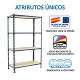 thumbnail of SimonRack Estante de metal 1500x1100x400 mm, 4 níveis, prateleiras de madeira, capacidade 200 kg por nível, Cinza - Maderclick