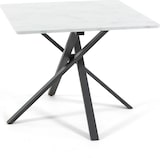 thumbnail of Quadratischer Tisch 90x90 cm, Metallkreuzbeine, Laminatplatte, Esstisch für 4 Personen, X-Beine, moderner Stil–Carlo–Marmor