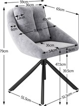 thumbnail of Merax Esszimmerstuhl (360° drehbar, Set, 6 St), 6er Set Polsterstühle Drehstuhl mit Rückenkissen Wohnzimmerstuhl Samt, Grau