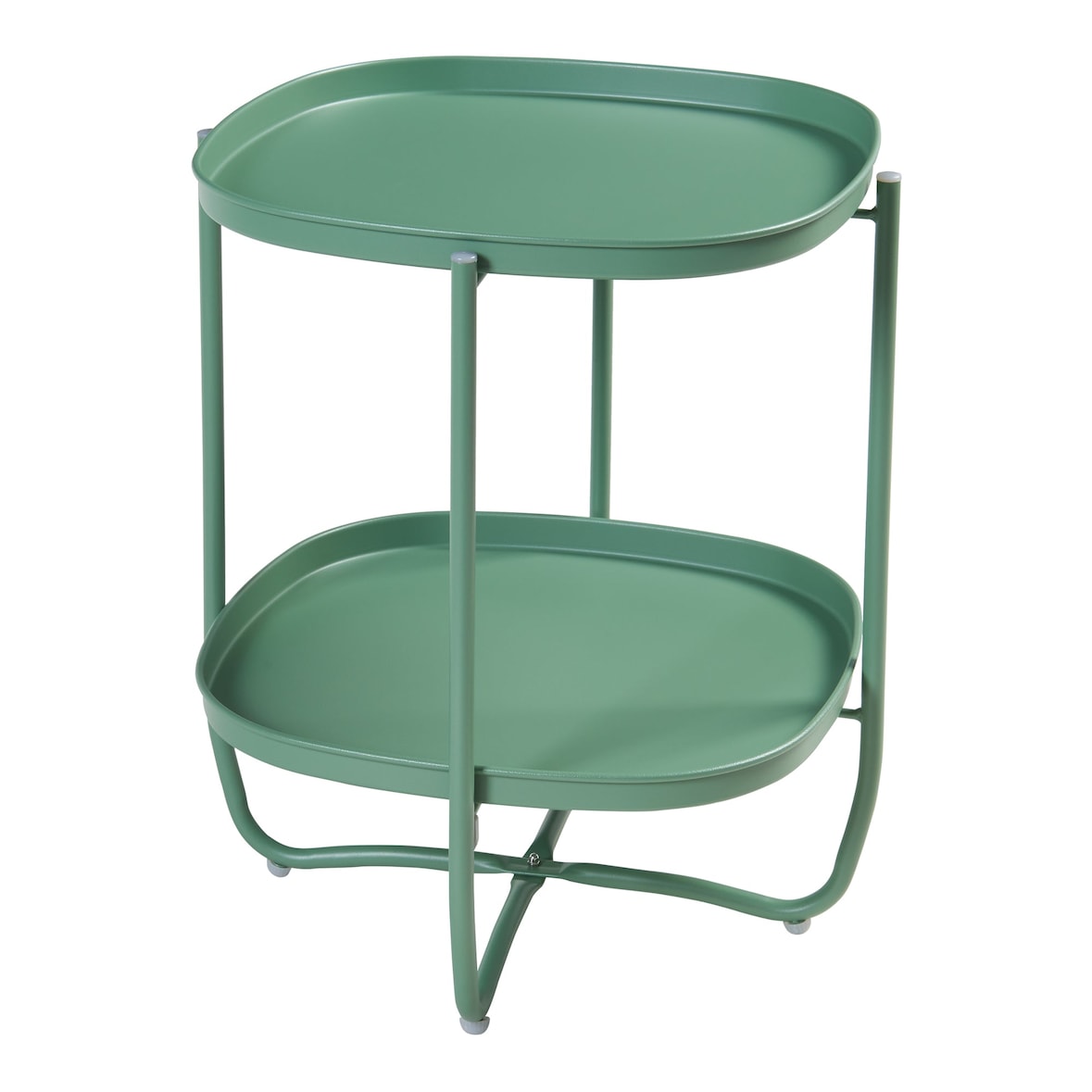 Helloshop26 - Mesa de centro lateral com bandejas removíveis aço 58 x 46 x 46 cm verde 03_0010771