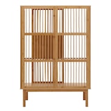 thumbnail of Scaffale a terra in bambù HWC-N81, mobile da bagno Mobile da bagno Scaffale da bagno Cassettiera, 3 ripiani Anta scorrevole FSC® 115x80x45cm