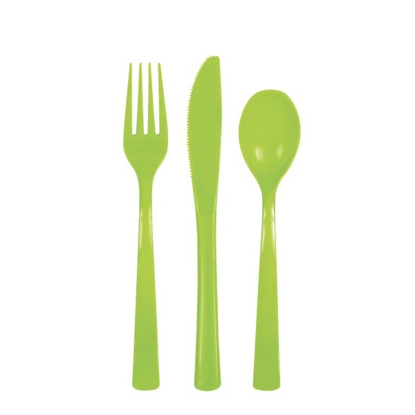 Plastik Besteck grün 18 tlg. Löffel Messer Gabeln